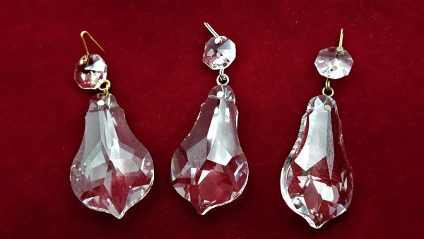 Large crystal chandelier pear drop pinned in nickel brass or antique