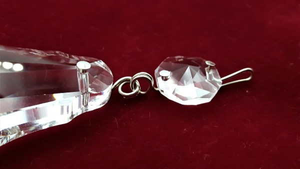 Large crystal chandelier pear drop pinned in nickel brass or antique