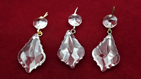 Small Crystal Chandelier Drop Maple Leaf Pinned In Nickel Brass Or Antique 