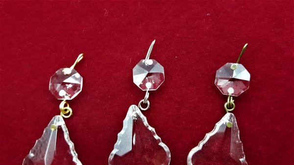 Small Crystal Chandelier Drop Maple Leaf Pinned In Nickel Brass Or Antique 