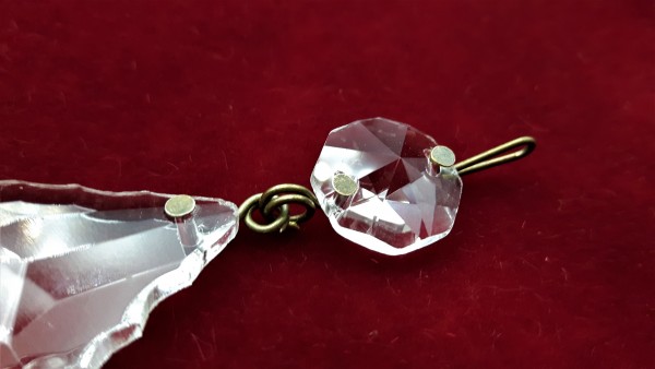 Small Crystal Chandelier Drop Maple Leaf Pinned In Nickel Brass Or Antique 