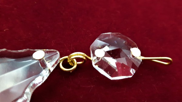 Small Crystal Chandelier Drop Maple Leaf Pinned In Nickel Brass Or Antique 