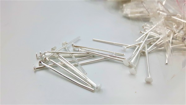 100 bright silver coloured Chandelier Pins 2mm pin head Various 16mm - 26mm lengths