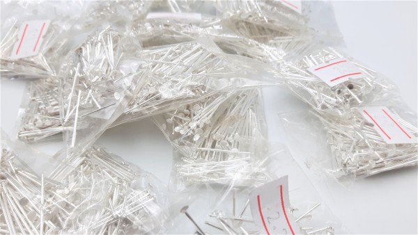 100 bright silver coloured Chandelier Pins 2mm pin head Various 16mm - 26mm lengths