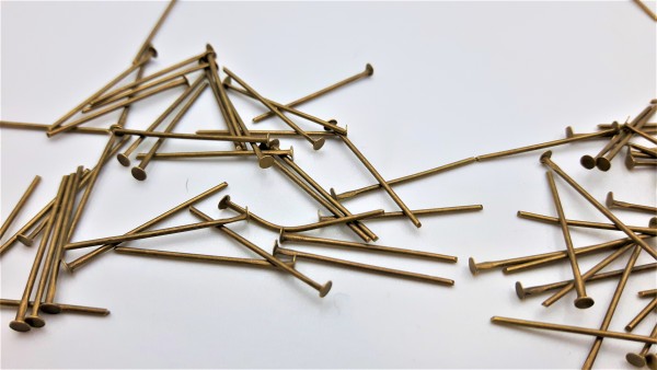 Chandelier Connecting Pins Aged Antique Brass 40mm X 0.8mm 2mm Head