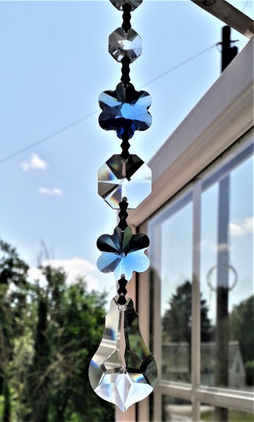 Crystal Suncatcher Blue Crystal Flowers And Pear Drop