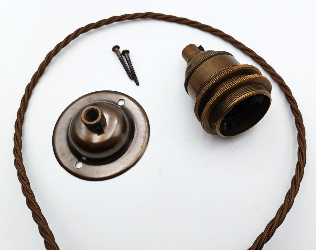 Antique Brass Ceiling Pendant Set E27 Lamp Holder