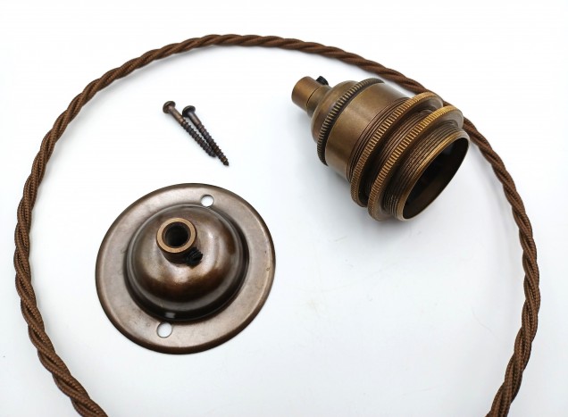 Antique Brass Ceiling Pendant Set E27 Lamp Holder