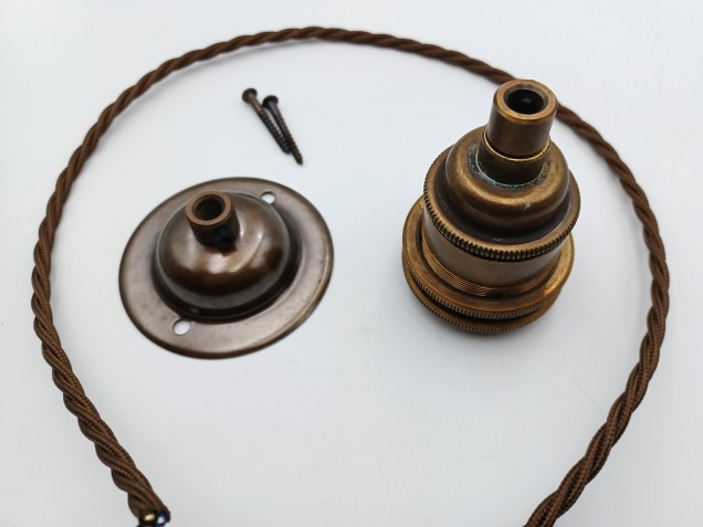 Antique Brass Ceiling Pendant Set E27 Lamp Holder