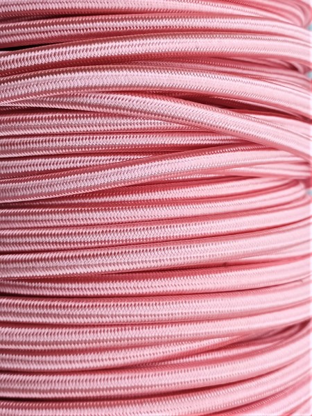 Round Overbraid 3 core Silk Flex Cable Salmon Pink 0.50mm