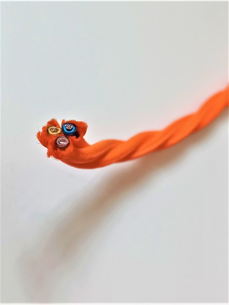 Baided 3 Cored Silk Flex Lighting Cable Orange 0.75MM