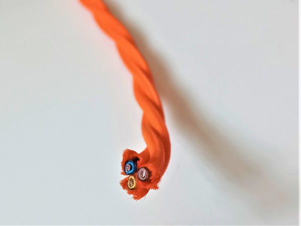 Baided 3 Cored Silk Flex Lighting Cable Orange 0.75MM