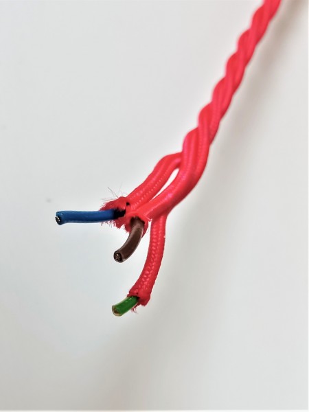 Red Braided Lighting Cable 3 core 0.50mm