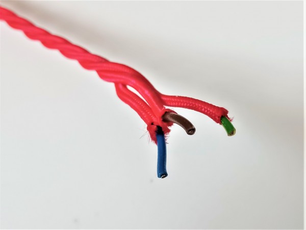 Red Braided Lighting Cable 3 core 0.50mm
