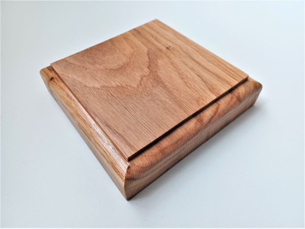 Oak ceiling pattress, thick square ceiling pattress or plinth oiled