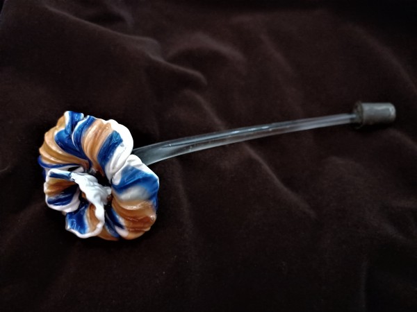 Antique Murano chandelier flower, blue, orange and white.