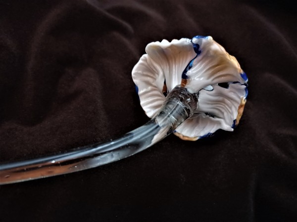 Antique Murano chandelier flower, blue, orange and white.