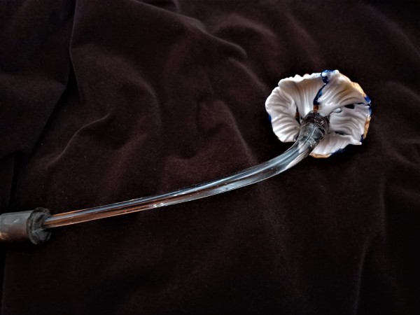 Antique Murano chandelier flower, blue, orange and white.