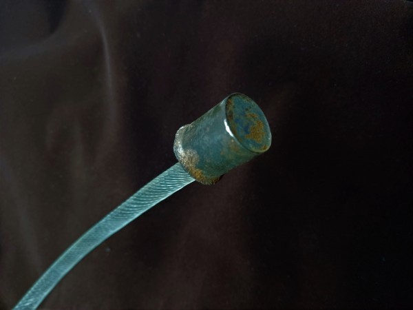 Antique Murano chandelier pink and gold flower with blue glass stem