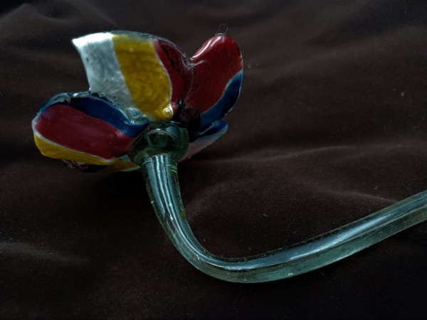 Antique Murano chandelier flower, blue, red, yellow and white.