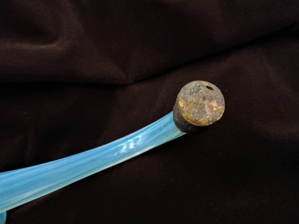 Antique Murano milky blue ribbed Glass Chandelier arm 