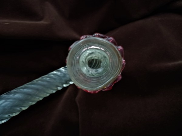 Antique Murano Clear and red Glass Chandelier arm