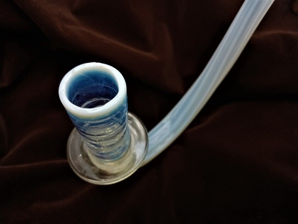 Antique Murano milky blue Glass ribbed Chandelier arm candle only