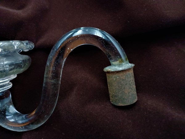 Antique Murano Clear Glass split chandelier arm