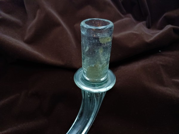 Large antique Murano ribbed Clear Glass Chandelier arm for candle 