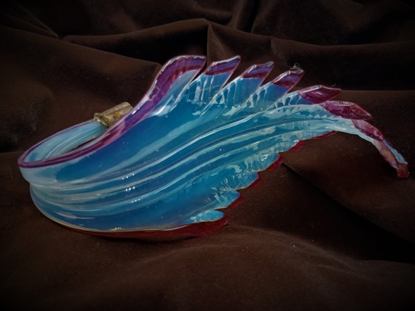 Italian Chandelier glass crook Leaf pink and blue