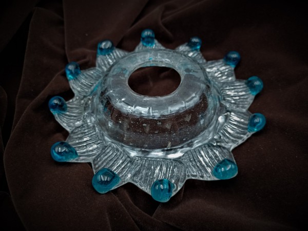 Antique Venetian Chandelier Glass Dish with Blue tips  