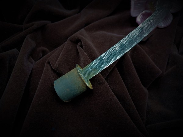 Antique Venetian chandelier Clear Glass stem with pink Flower 