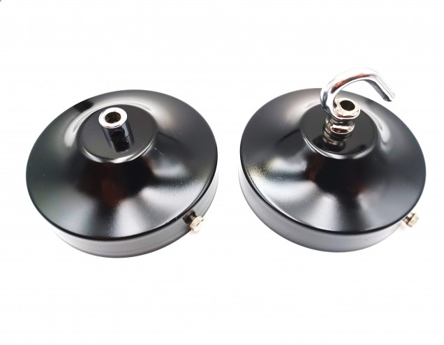 100mm chandelier black ceiling rose with cord grip or hook in chrome