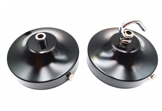 100mm chandelier black ceiling rose with cord grip or hook in chrome