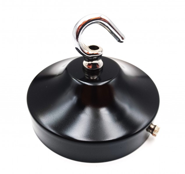 100mm chandelier black ceiling rose with cord grip or hook in chrome