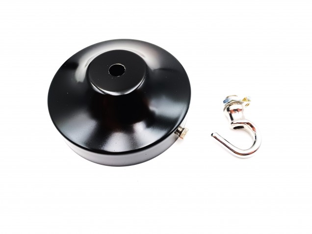100mm chandelier black ceiling rose with cord grip or hook in chrome