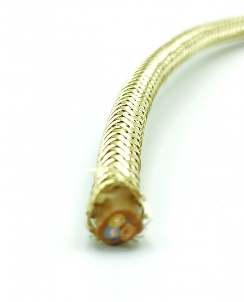 Braided Round flex wire in Metallic Brass 3 core 0.50mm