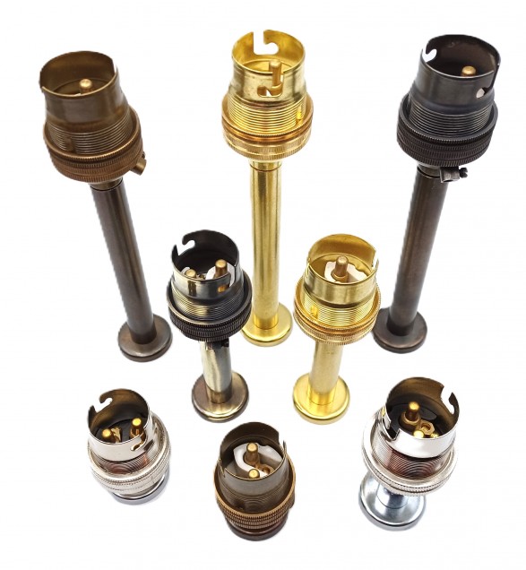 Brass pedestal lamp holder unswitched B22 large bayonet cap 4 sizes