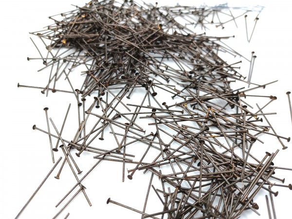 Chandelier Connecting Pins Antique dark bronze 30mm X 0.8mm 2mm Head Pack 100