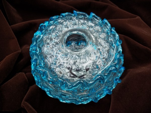 Antique Venetian Chandelier blue glass centre stem ball 