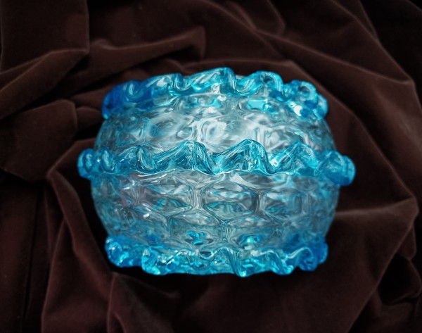 Antique Venetian Chandelier blue glass centre stem ball 