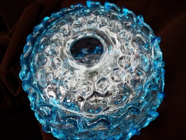 Antique Venetian Chandelier blue glass centre stem ball 