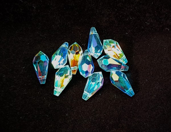 Clear AB Faceted Teardrop Glass Crystal Bead chandelier drops Multicolour