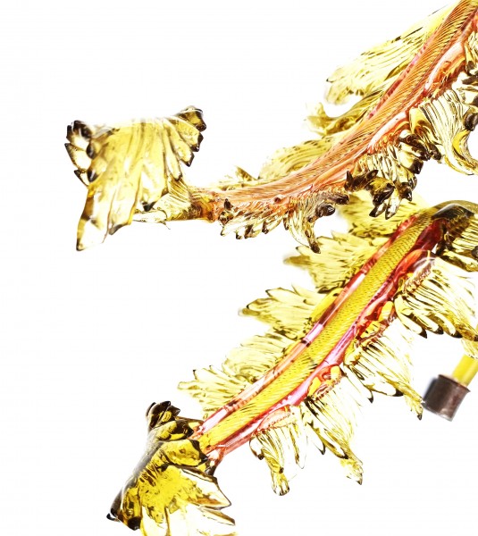 Italian Chandelier glass crook Leaf pink and green pack of 2 