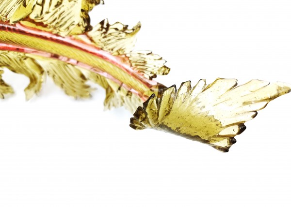 Italian Chandelier glass crook Leaf pink and green pack of 2 