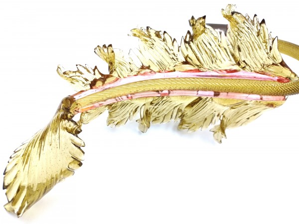 Italian Chandelier glass crook Leaf pink and green pack of 2 