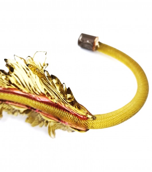 Italian Chandelier glass crook Leaf pink and green pack of 2 