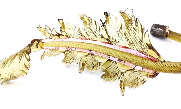 Italian Chandelier glass crook Leaf pink and green pack of 2 