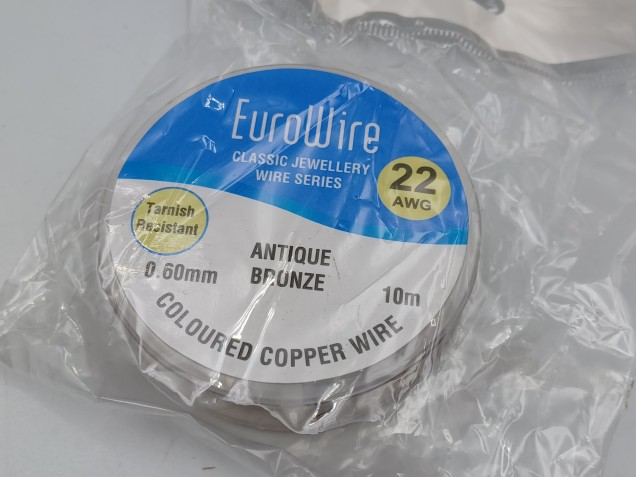 Chandelier wire antique bronze coloured copper 0.6mm x 10 metres