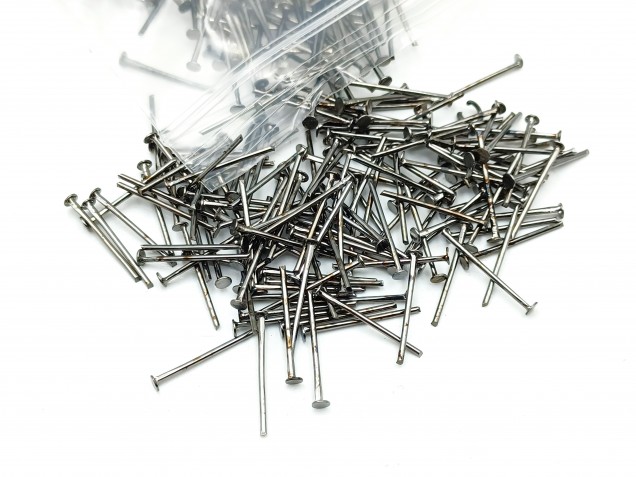 100 chandelier connecting pins aged black nickel 16mm x 0.8mm 2mm head 